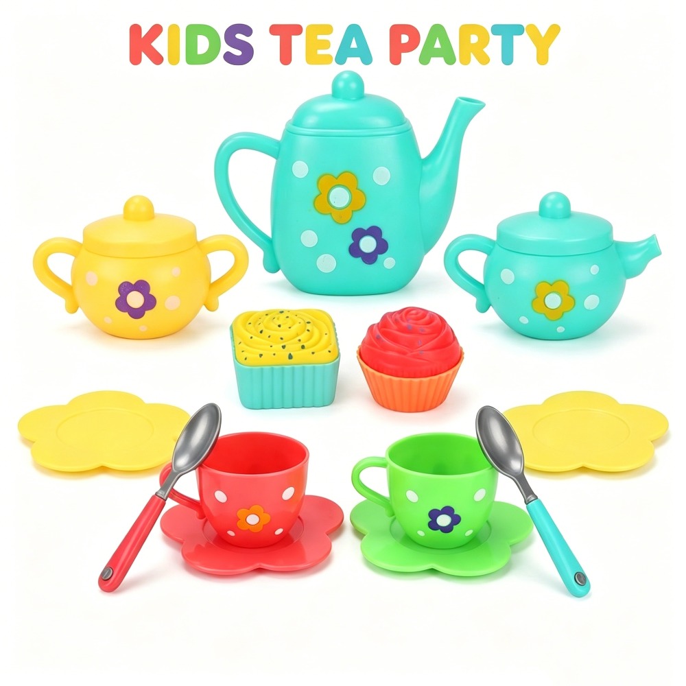 Kids Outdoor Kitchen Accessories - 13-delige kinderspeelgoedthee-set, fantasieke keukenspeelgoed met kleurrijke