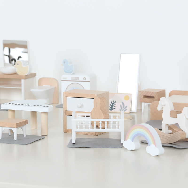Kids Outdoor Kitchen Accessories - Modern poppenhuismeubilair keuken hout miniatuur badkamer